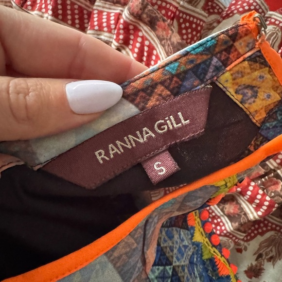 K1. Ranna Gill Condesa Maxi Dress Patchwork Blue Studded Summer Vacation Resort - Picture 4 of 10